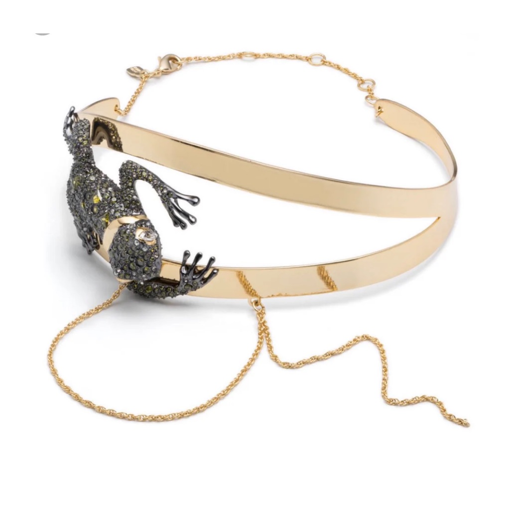 Alexis Bittar Green Tourmaline Frog Double Banded Choker Swarovski Crystals 650$
